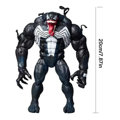 Black and white muscular action figure with open mouth and long tongue, 20cm tall.
