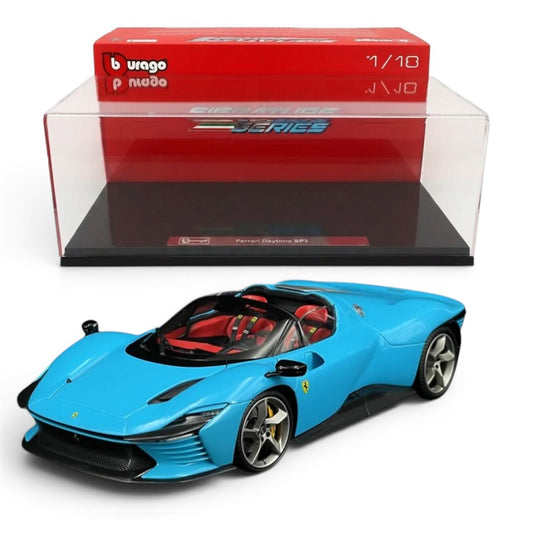 Bburago 1:18 Ferrari Daytona SP3 Blue Die-Cast Model Car – Signature Series Collectible