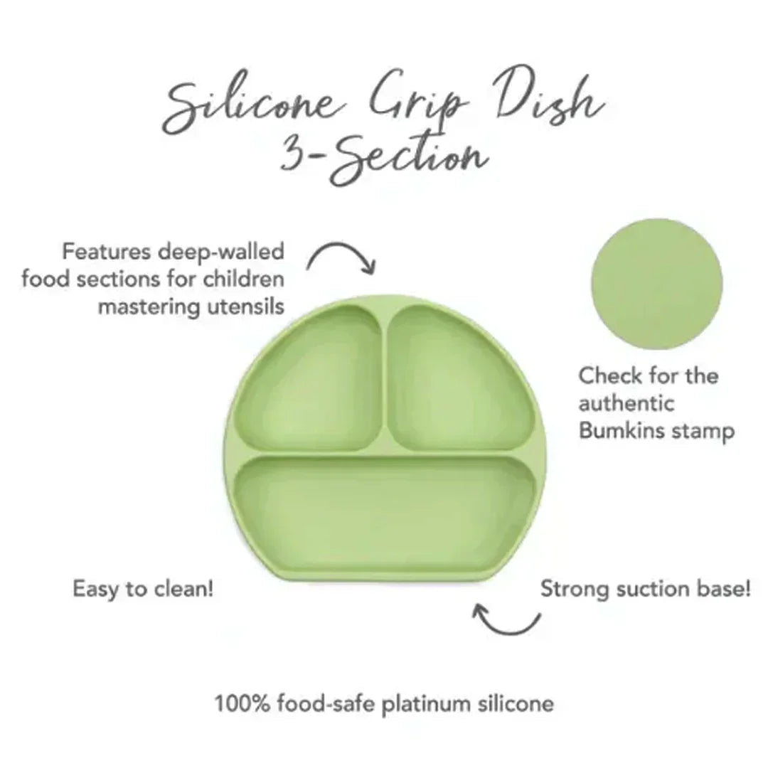 Bumkins Silicone Grip Dish green for Toddlers - Jaiman Toys