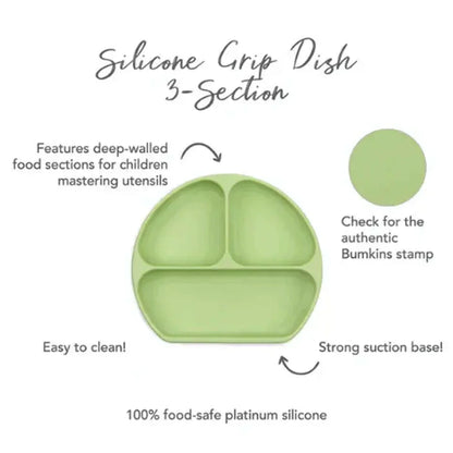 Bumkins Silicone Grip Dish green for Toddlers - Jaiman Toys