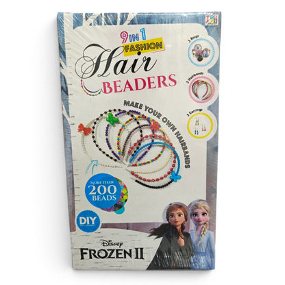 Disney Frozen II 9-in-1 Fashion Hair Beaders DIY Craft Kit for Girls | Make Your Own Hairbands, Rings & Earrings with 200+ Beads