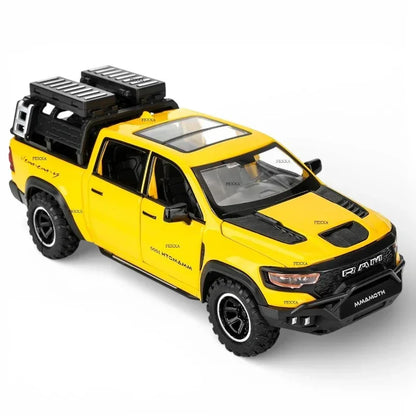 JOY JUNCTION 1:32 RAM Mammoth Pickup Truck Diecast Model – Alloy Metal Pullback Car with Openable Doors | Collector’s Edition