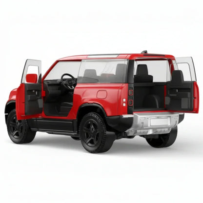 RASTAR 1:24 Scale Land Rover Defender 90 Diecast Model Car – Red SUV | Premium Metal Collectible with Opening Doors